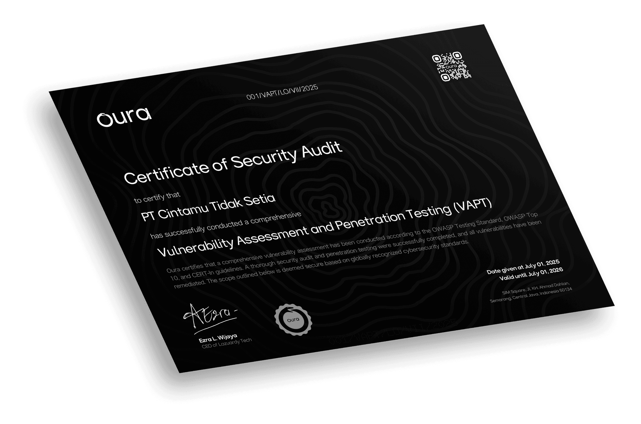 Oura Certificate